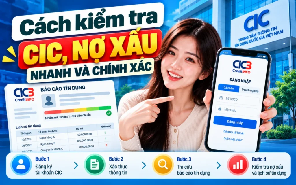 Kiểm tra CIC, nợ xấu 2026: tra cứu khi website cic.gov.vn đã dừng